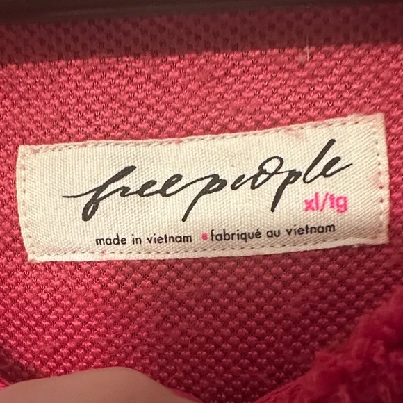 Free People Calla Sherpa Oversized  Vibrant Red Floral Sweater Cozy Romantic XL - Picture 4 of 5